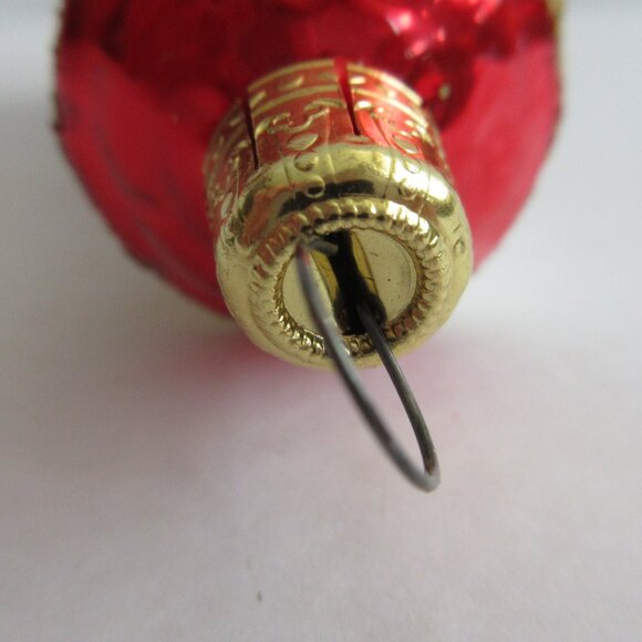 Gablonz Glass Art Austria Glass Lighthouse Christmas Ornament w/Glitter Red Blue - Picture 6 of 11